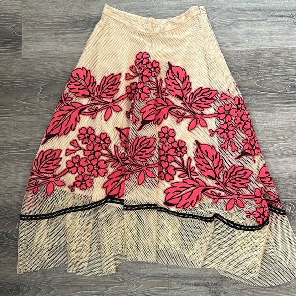 Anthropologie Eva Franco Floral Appliqué Midi Skirt - Picture 4 of 7
